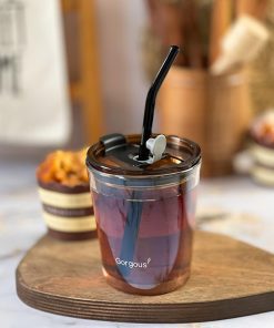 ماگ شیشه ای نی دار