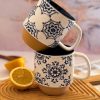 ماگ سرامیکی داخل رنگی با نقش و طرح آبی